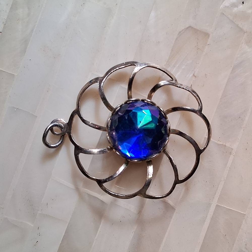 Vintage Blue Glass Pendant